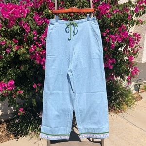 NWOT SOFT SURROUNDINGS WIDE LEG EMBELLISHED JEANS.